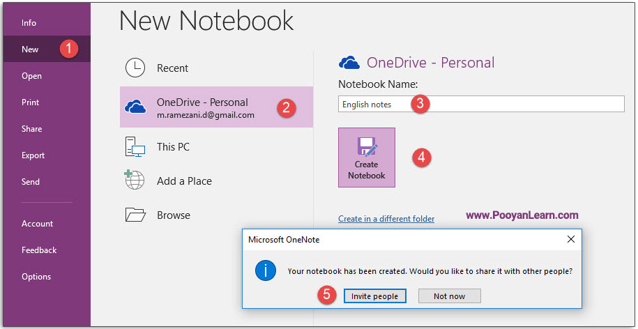 ایجاد دفترچه یادداشت اشتراکی در OneDrive