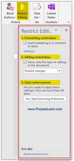 محافظت از اسناد ورد با Restrict Editing
