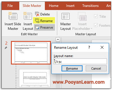 تغییر نام اسلاید مستر