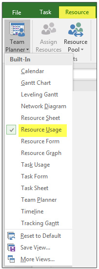 نمای Resource Usage  برای تسطیح منابع