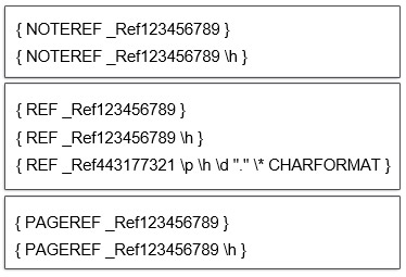 کدهای ارجاع متقابل یا کراس رفرنس در ورد cross reference
